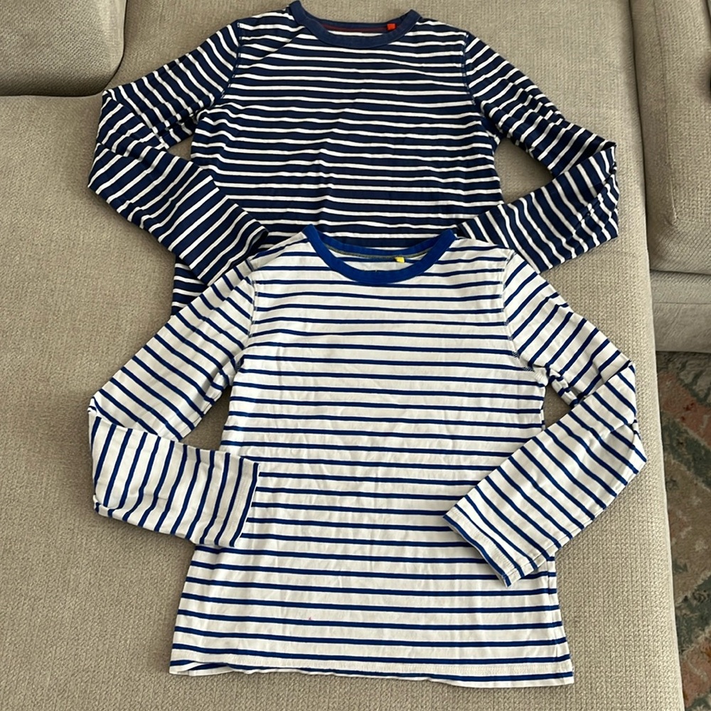 Mini Boden Striped Long Sleeved T-Shirts (2) 100% Cotton 11-12yr